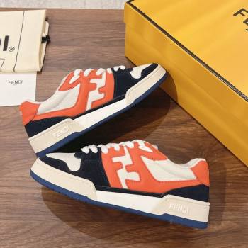 Fendi Match Low-top Sneakers in Leather and Suede Orange/Black 2025 0219 (MD-250220123)