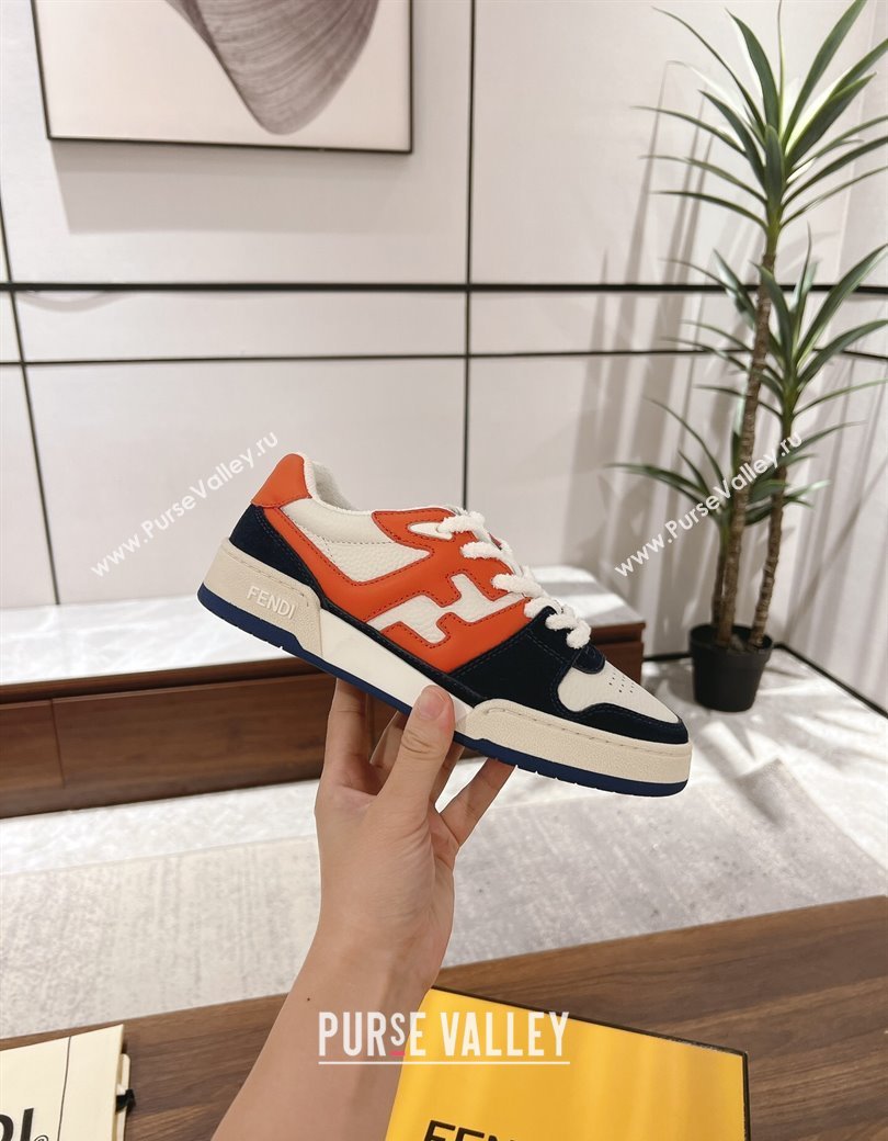 Fendi Match Low-top Sneakers in Leather and Suede Orange/Black 2025 0219 (MD-250220123)