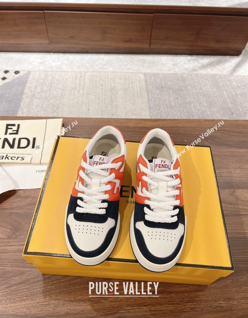 Fendi Match Low-top Sneakers in Leather and Suede Orange/Black 2025 0219 (MD-250220123)