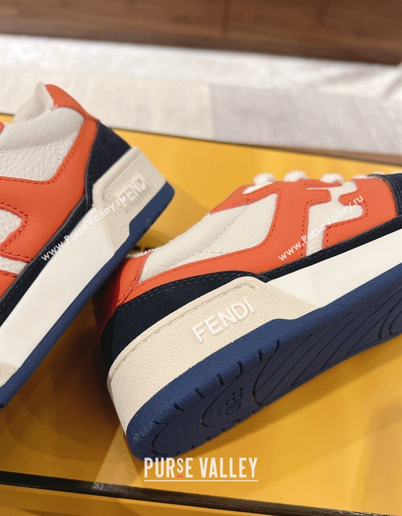 Fendi Match Low-top Sneakers in Leather and Suede Orange/Black 2025 0219 (MD-250220123)