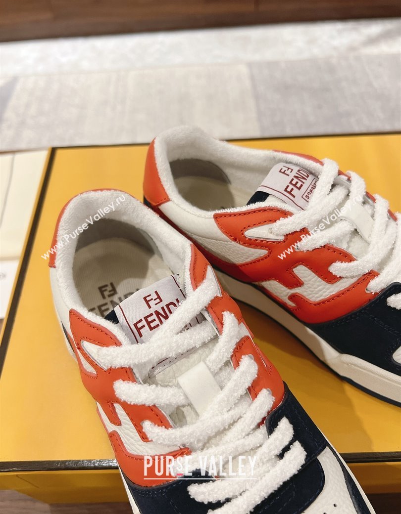 Fendi Match Low-top Sneakers in Leather and Suede Orange/Black 2025 0219 (MD-250220123)