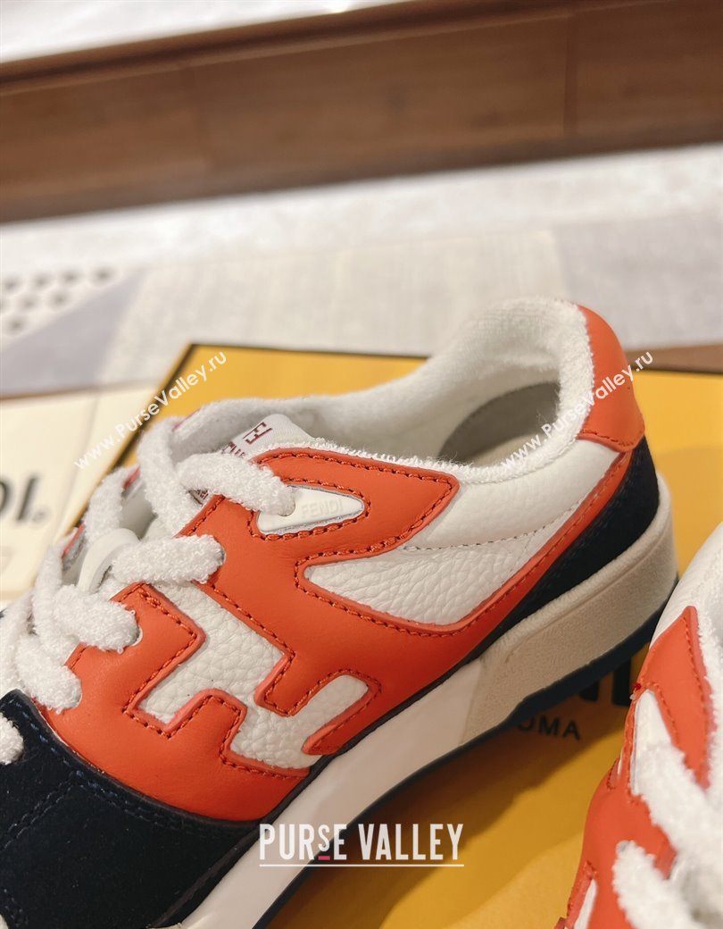 Fendi Match Low-top Sneakers in Leather and Suede Orange/Black 2025 0219 (MD-250220123)