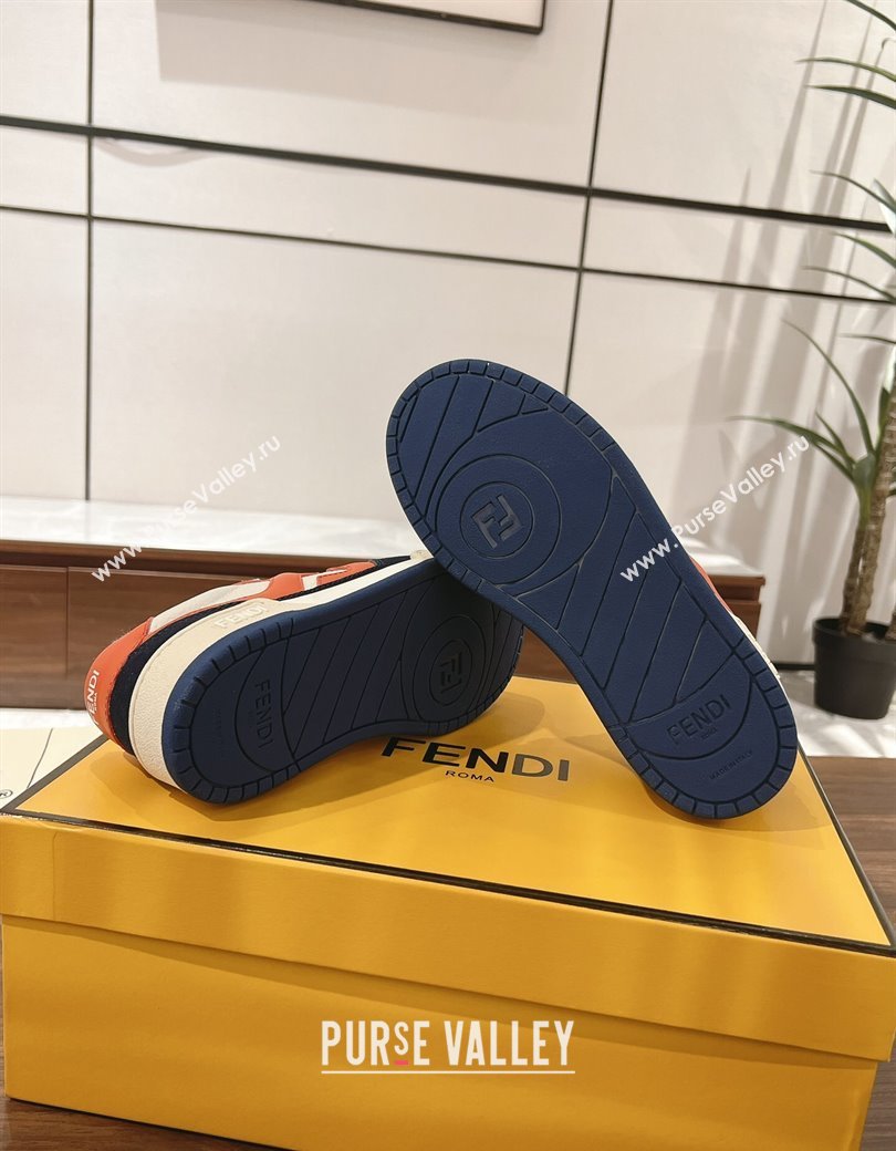 Fendi Match Low-top Sneakers in Leather and Suede Orange/Black 2025 0219 (MD-250220123)