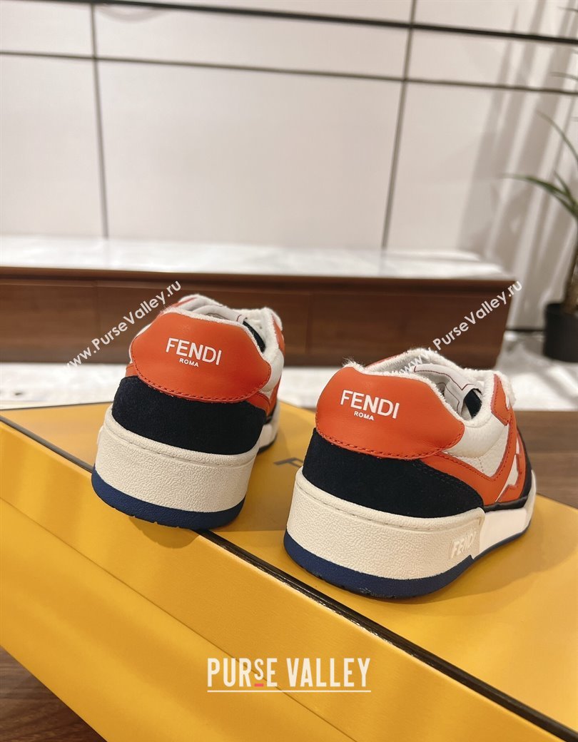 Fendi Match Low-top Sneakers in Leather and Suede Orange/Black 2025 0219 (MD-250220123)