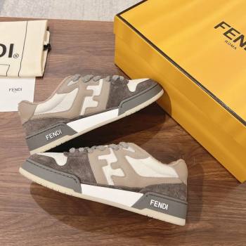 Fendi Match Low-top Sneakers in Grained Leather and Suede Dove/Dark Grey 2025 0219 (MD-250220125)