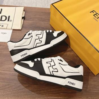 Fendi Match Low-top Sneakers in Calfskin Leather Black/White 2025 0220 (MD-250220096)