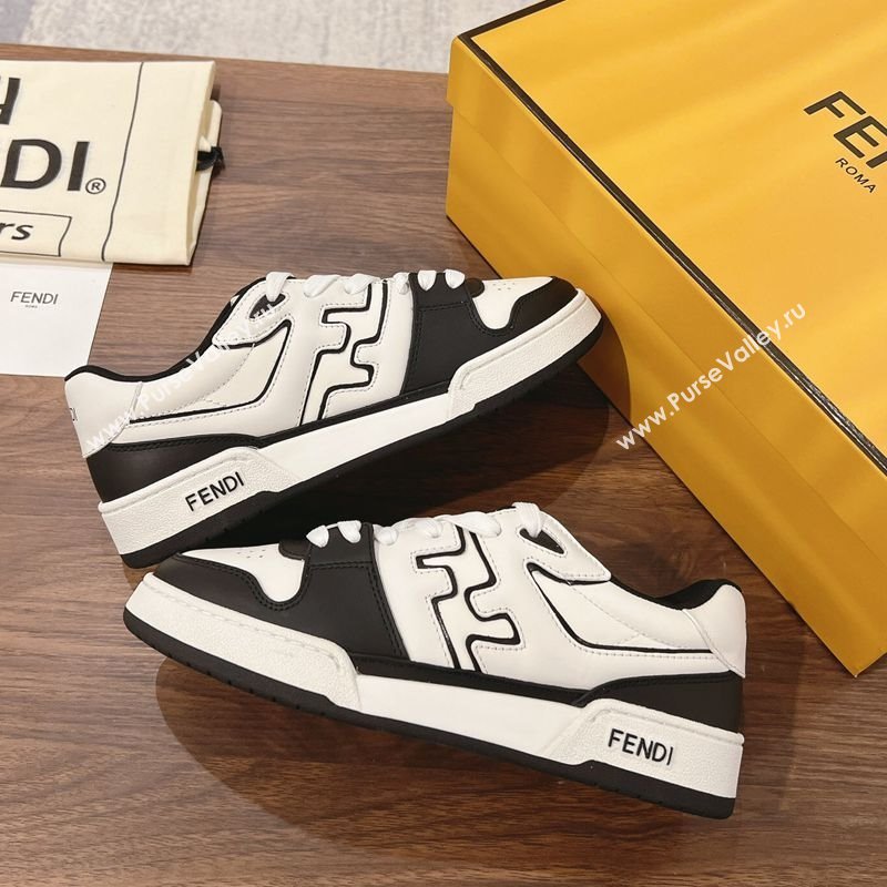 Fendi Match Low-top Sneakers in Calfskin Leather Black/White 2025 0220 (MD-250220096)