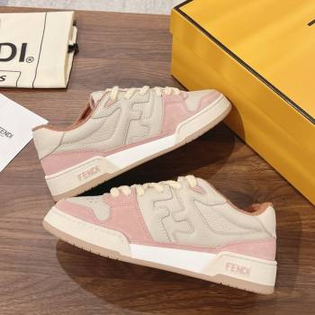 Fendi Match Low-top Sneakers in Grained Leather and Suede Light Pink 2025 0219 (MD-250220126)
