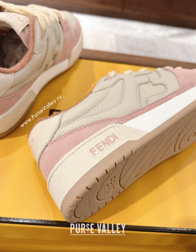 Fendi Match Low-top Sneakers in Grained Leather and Suede Light Pink 2025 0219 (MD-250220126)
