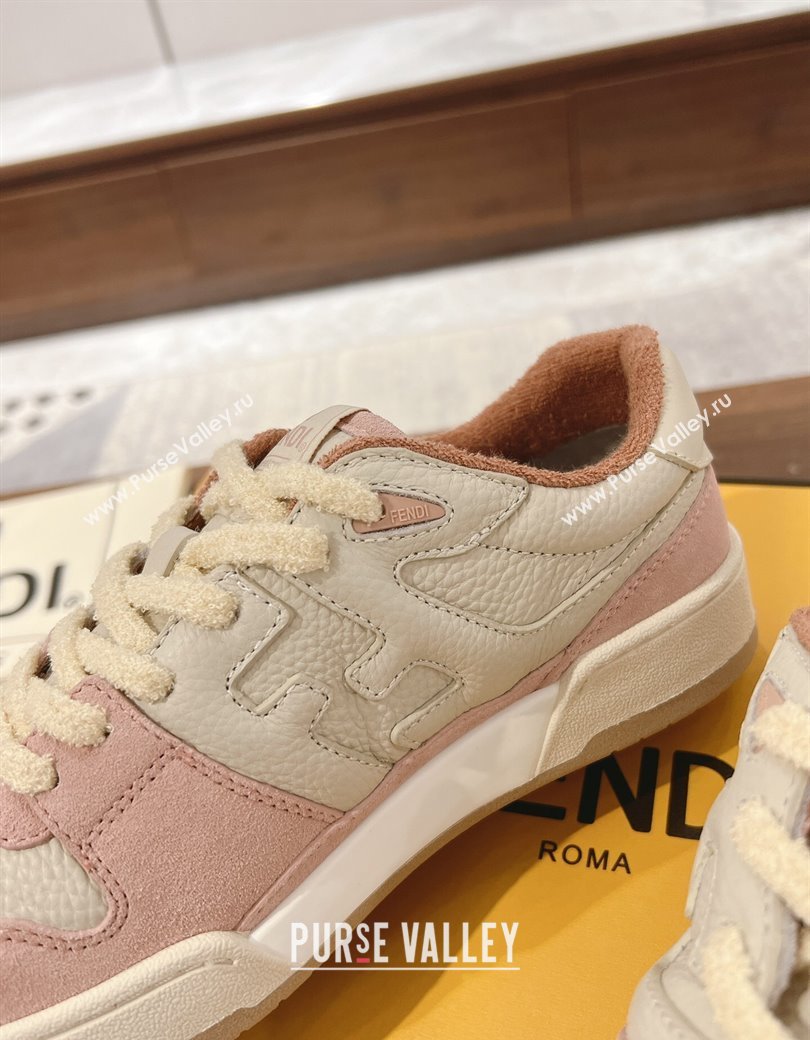 Fendi Match Low-top Sneakers in Grained Leather and Suede Light Pink 2025 0219 (MD-250220126)