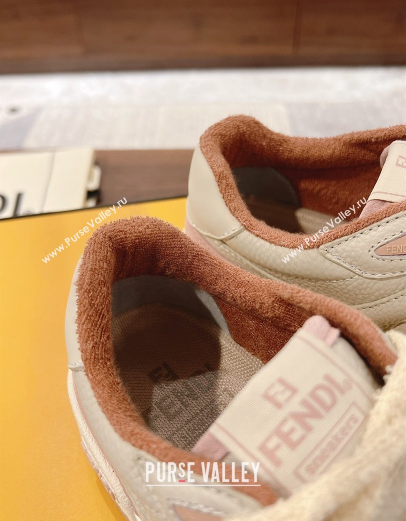 Fendi Match Low-top Sneakers in Grained Leather and Suede Light Pink 2025 0219 (MD-250220126)