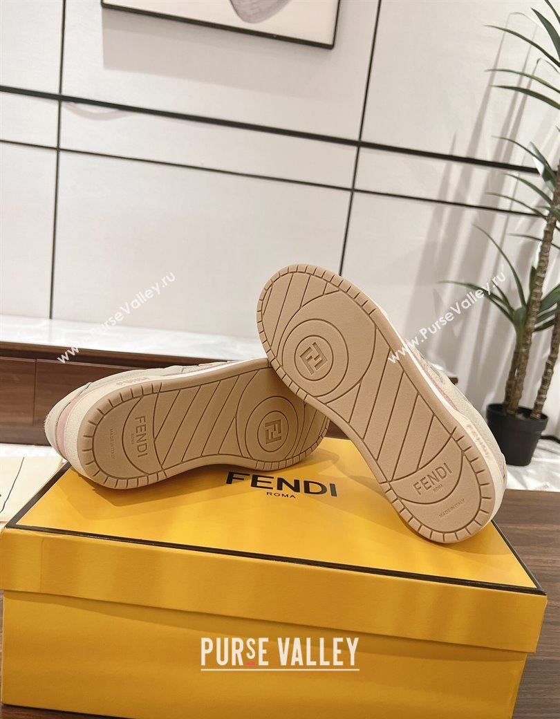 Fendi Match Low-top Sneakers in Grained Leather and Suede Light Pink 2025 0219 (MD-250220126)