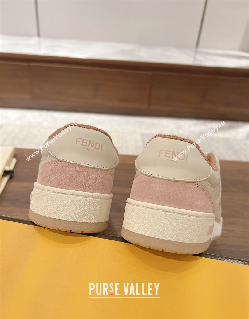Fendi Match Low-top Sneakers in Grained Leather and Suede Light Pink 2025 0219 (MD-250220126)