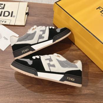 Fendi Match Low-top Sneakers in Print, Leather and Suede White/Black 2025 (MD-250220128)