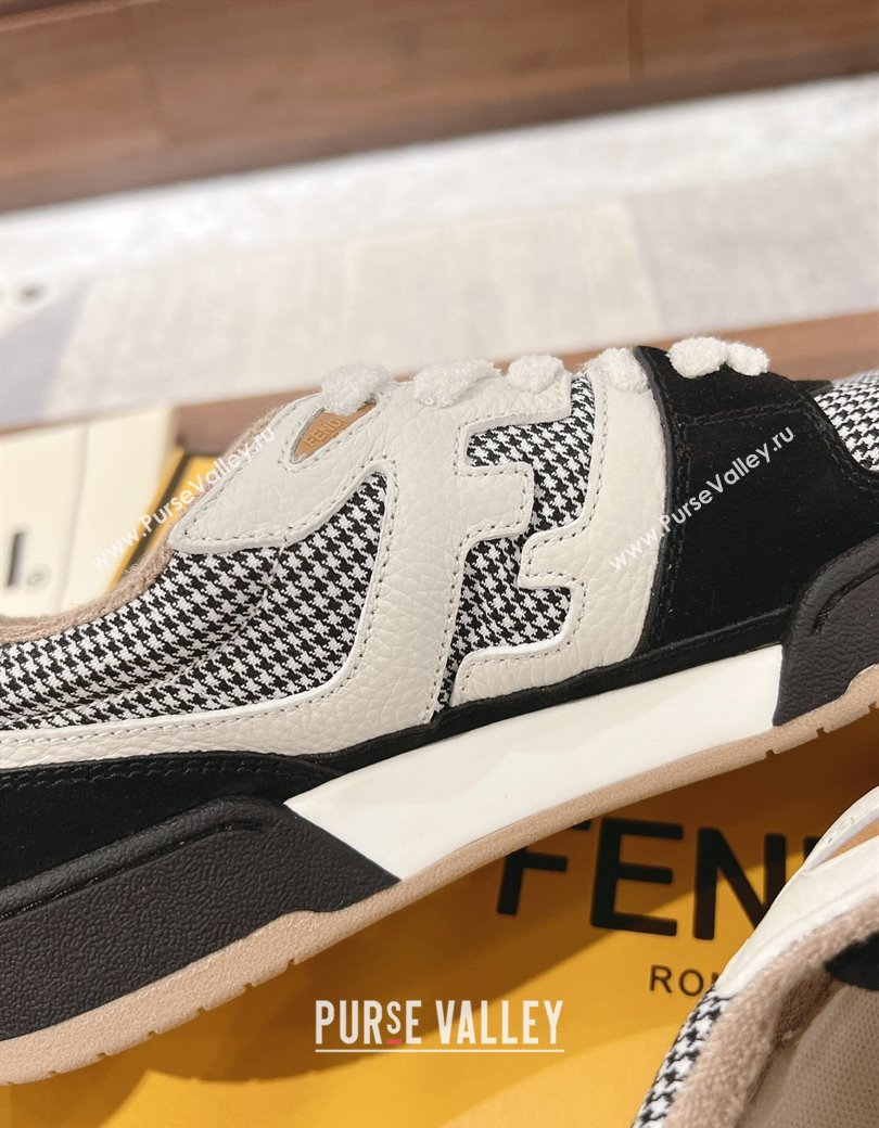 Fendi Match Low-top Sneakers in Print, Leather and Suede White/Black 2025 (MD-250220128)