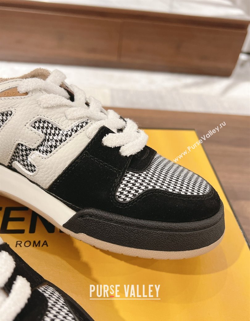 Fendi Match Low-top Sneakers in Print, Leather and Suede White/Black 2025 (MD-250220128)