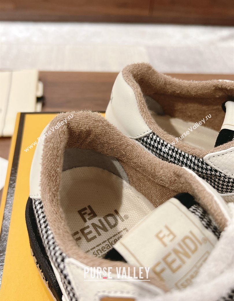 Fendi Match Low-top Sneakers in Print, Leather and Suede White/Black 2025 (MD-250220128)
