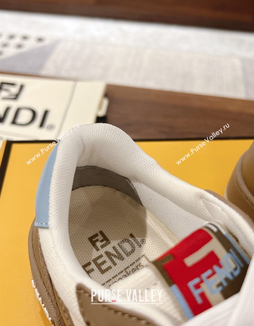 Fendi Match Low-top Sneakers in Calfskin Leather Brown/Red 2025 0220 (MD-250220099)