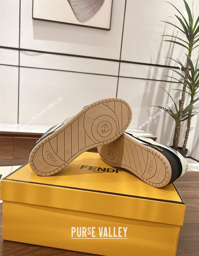 Fendi Match Low-top Sneakers in Print, Leather and Suede White/Black 2025 (MD-250220128)