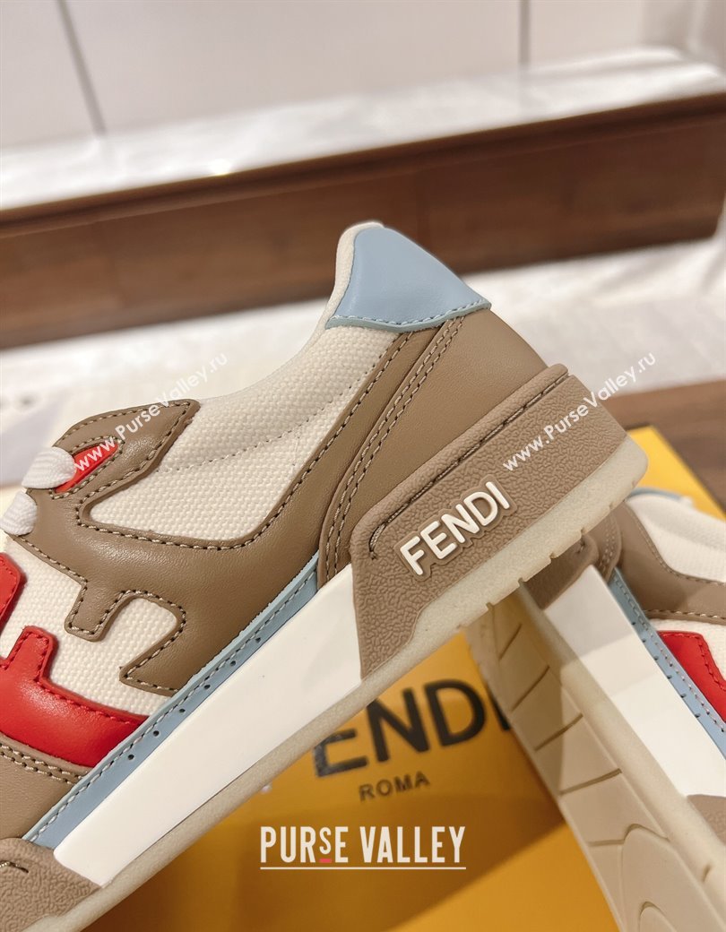 Fendi Match Low-top Sneakers in Calfskin Leather Brown/Red 2025 0220 (MD-250220099)