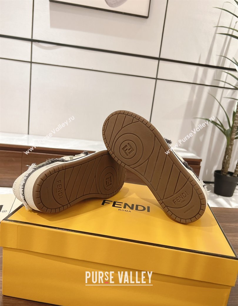 Fendi Match Low-top Sneakers in Canvas with Fringe Green/White/Grey 2025 (MD-250220129)