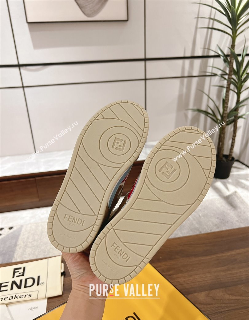 Fendi Match Low-top Sneakers in Calfskin Leather Brown/Red 2025 0220 (MD-250220099)
