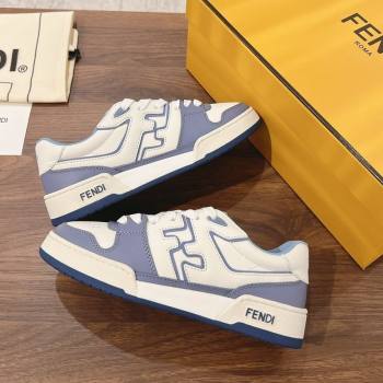Fendi Match Low-top Sneakers in Calfskin Leather Light Blue 2025 0220 (MD-250220100)
