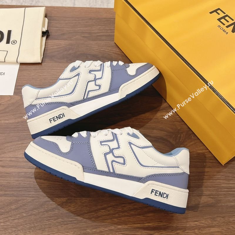 Fendi Match Low-top Sneakers in Calfskin Leather Light Blue 2025 0220 (MD-250220100)