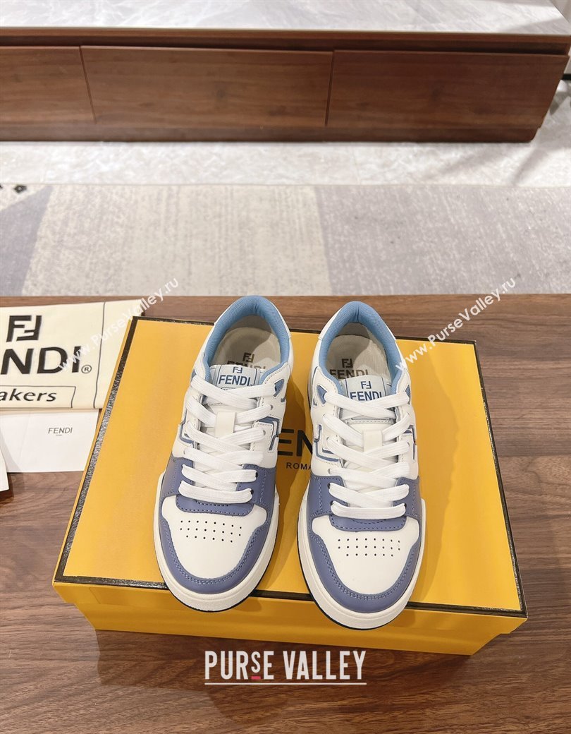 Fendi Match Low-top Sneakers in Calfskin Leather Light Blue 2025 0220 (MD-250220100)