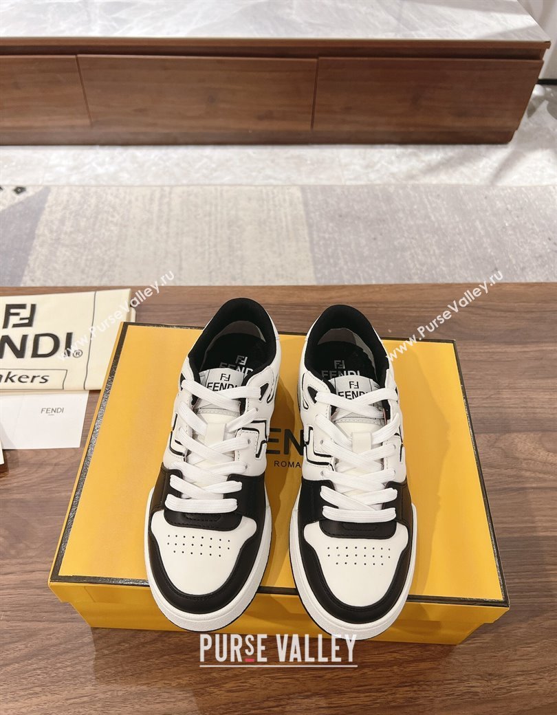 Fendi Match Low-top Sneakers in Calfskin Leather Black/White 2025 0220 (MD-250220096)