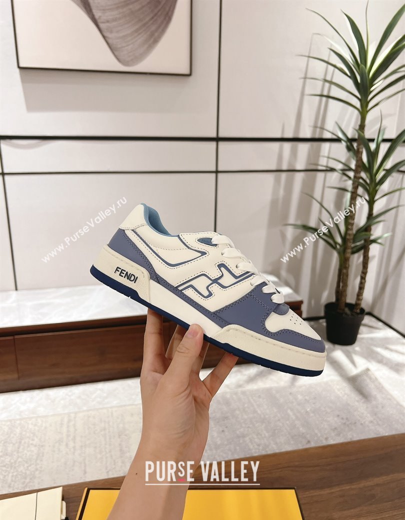 Fendi Match Low-top Sneakers in Calfskin Leather Light Blue 2025 0220 (MD-250220100)