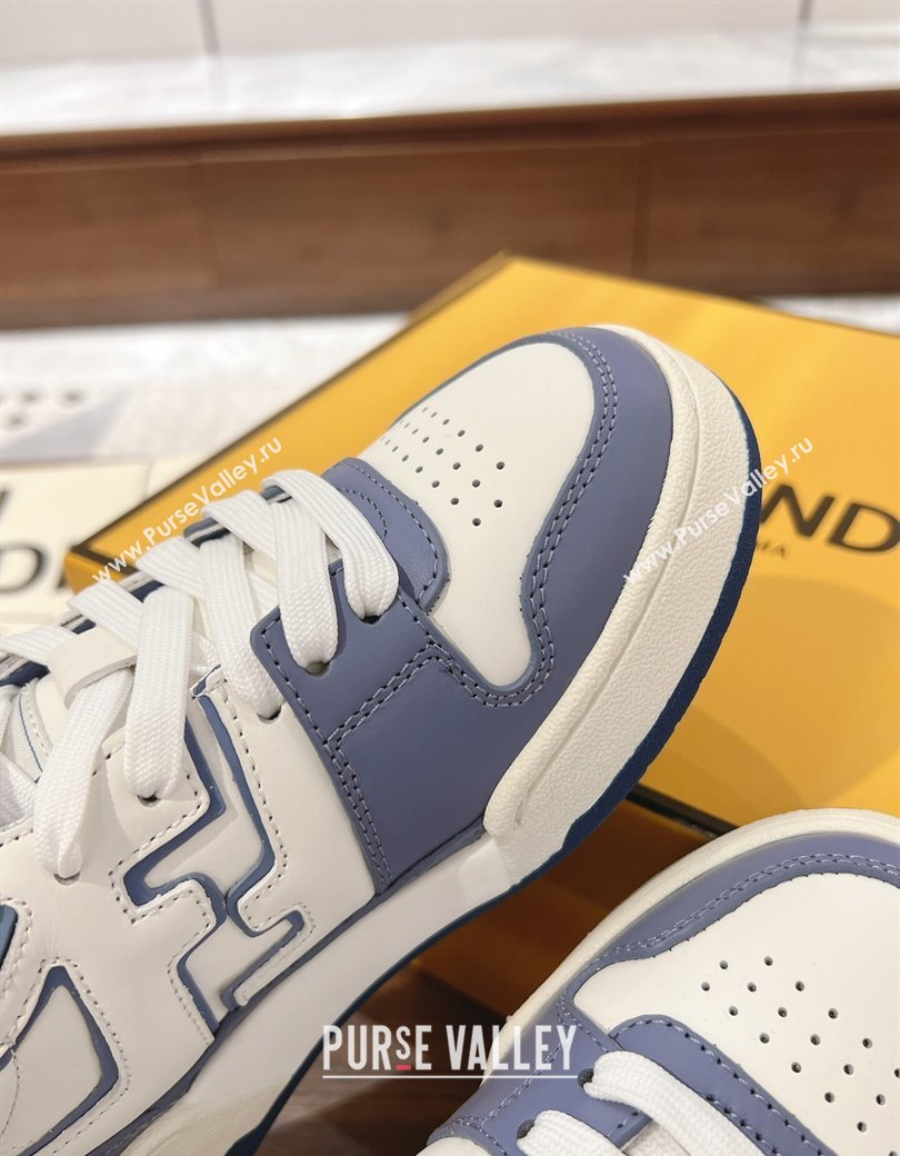 Fendi Match Low-top Sneakers in Calfskin Leather Light Blue 2025 0220 (MD-250220100)