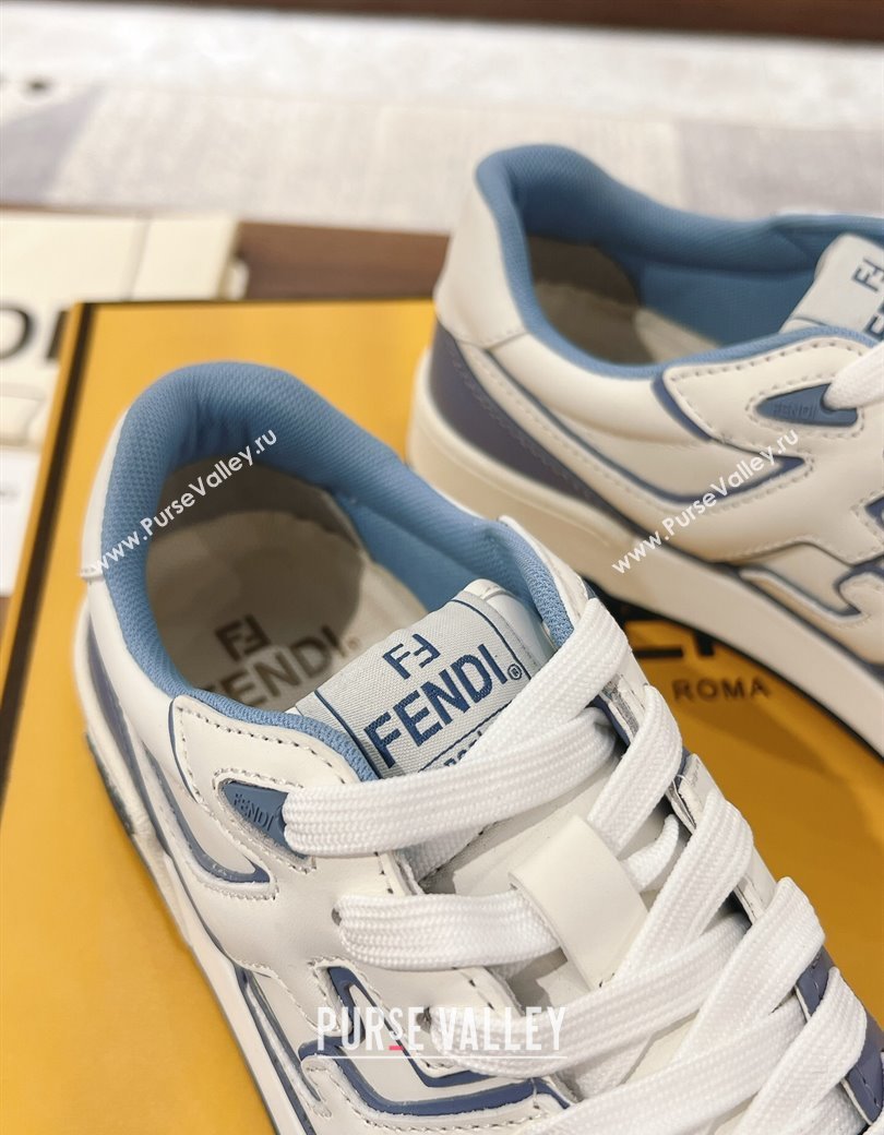 Fendi Match Low-top Sneakers in Calfskin Leather Light Blue 2025 0220 (MD-250220100)