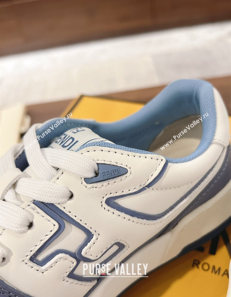 Fendi Match Low-top Sneakers in Calfskin Leather Light Blue 2025 0220 (MD-250220100)