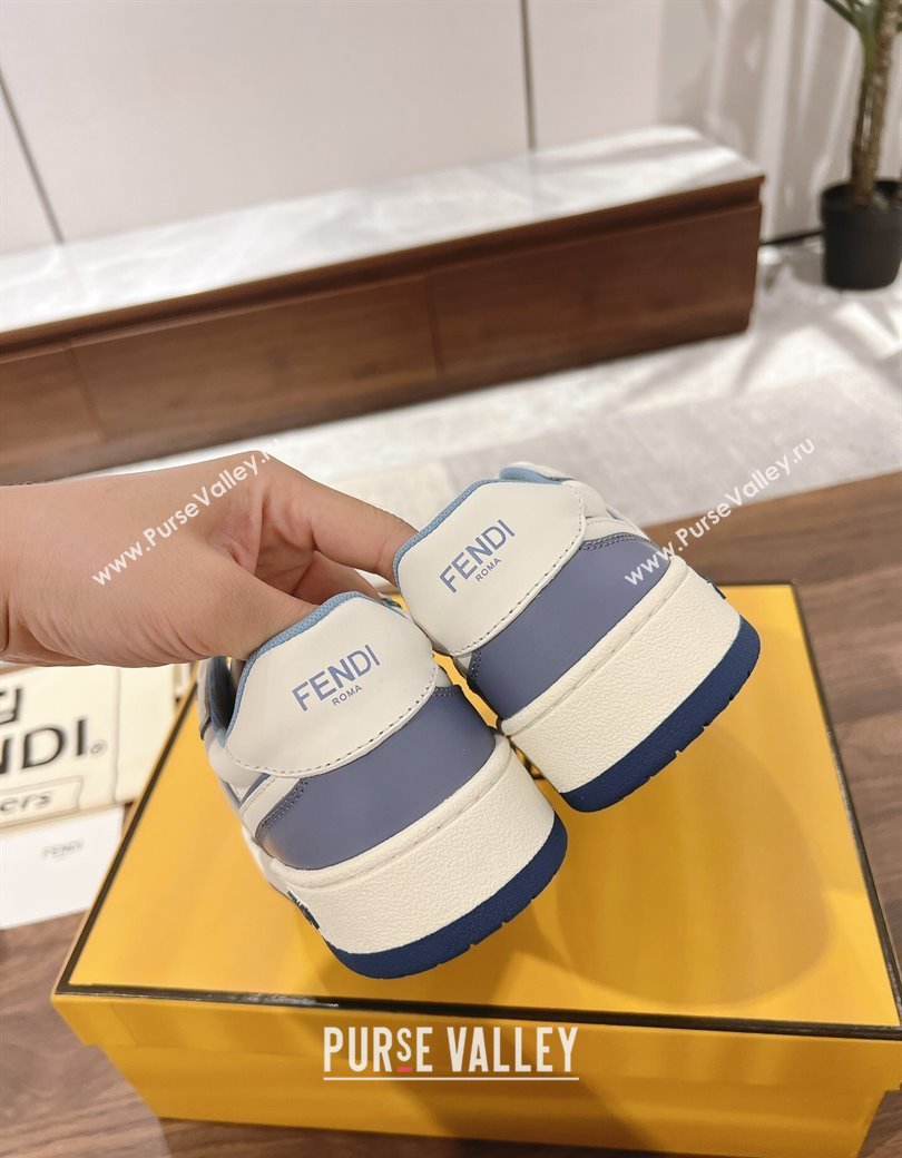 Fendi Match Low-top Sneakers in Calfskin Leather Light Blue 2025 0220 (MD-250220100)