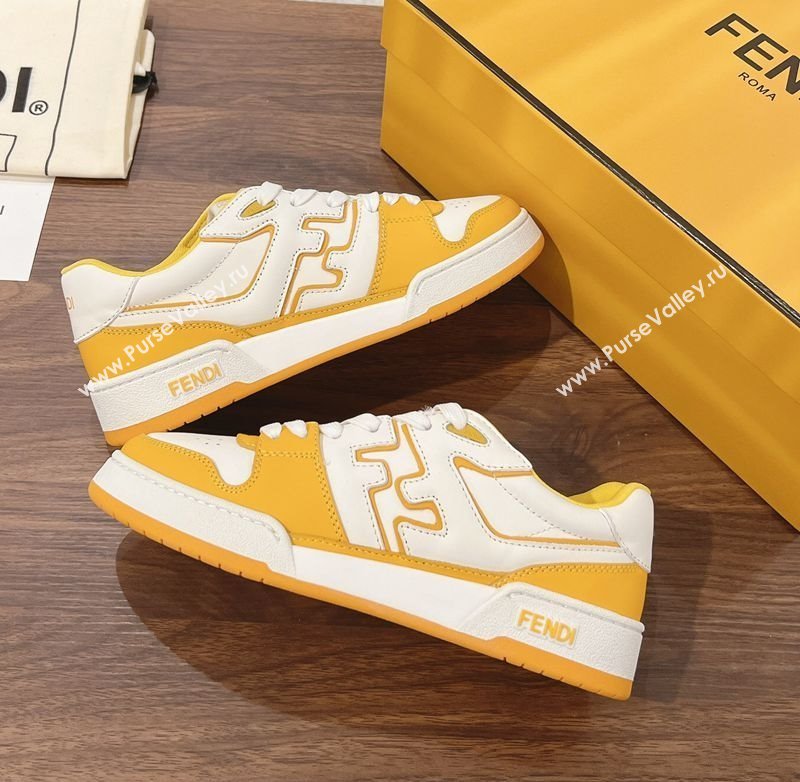 Fendi Match Low-top Sneakers in Calfskin Leather Yellow 2025 0220 (MD-250220101)