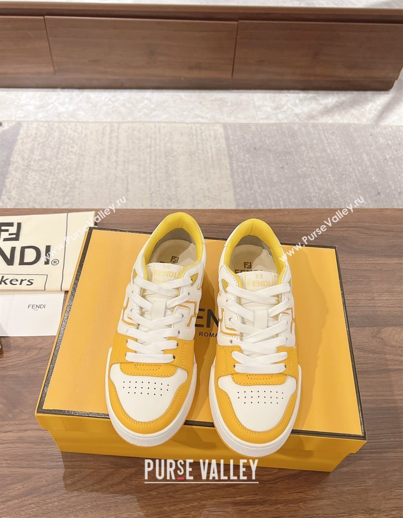 Fendi Match Low-top Sneakers in Calfskin Leather Yellow 2025 0220 (MD-250220101)