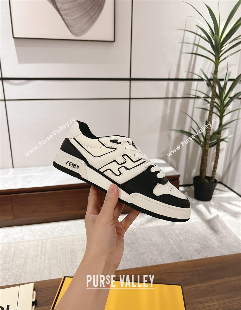 Fendi Match Low-top Sneakers in Calfskin Leather Black/White 2025 0220 (MD-250220096)