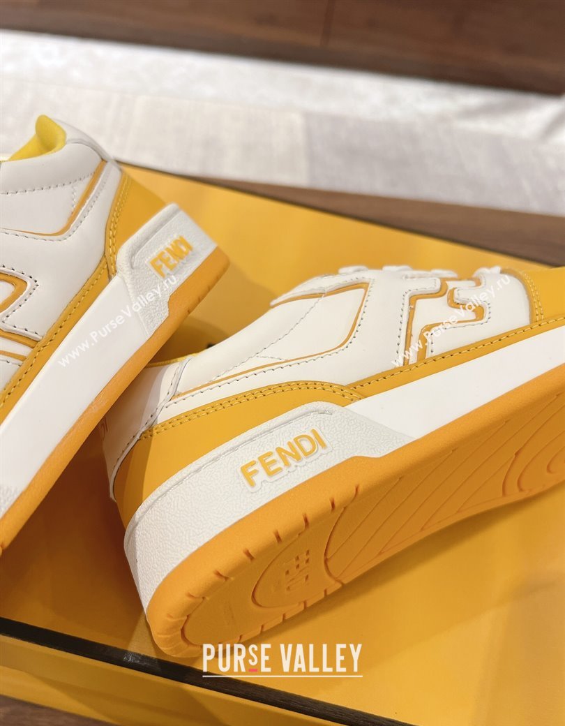 Fendi Match Low-top Sneakers in Calfskin Leather Yellow 2025 0220 (MD-250220101)