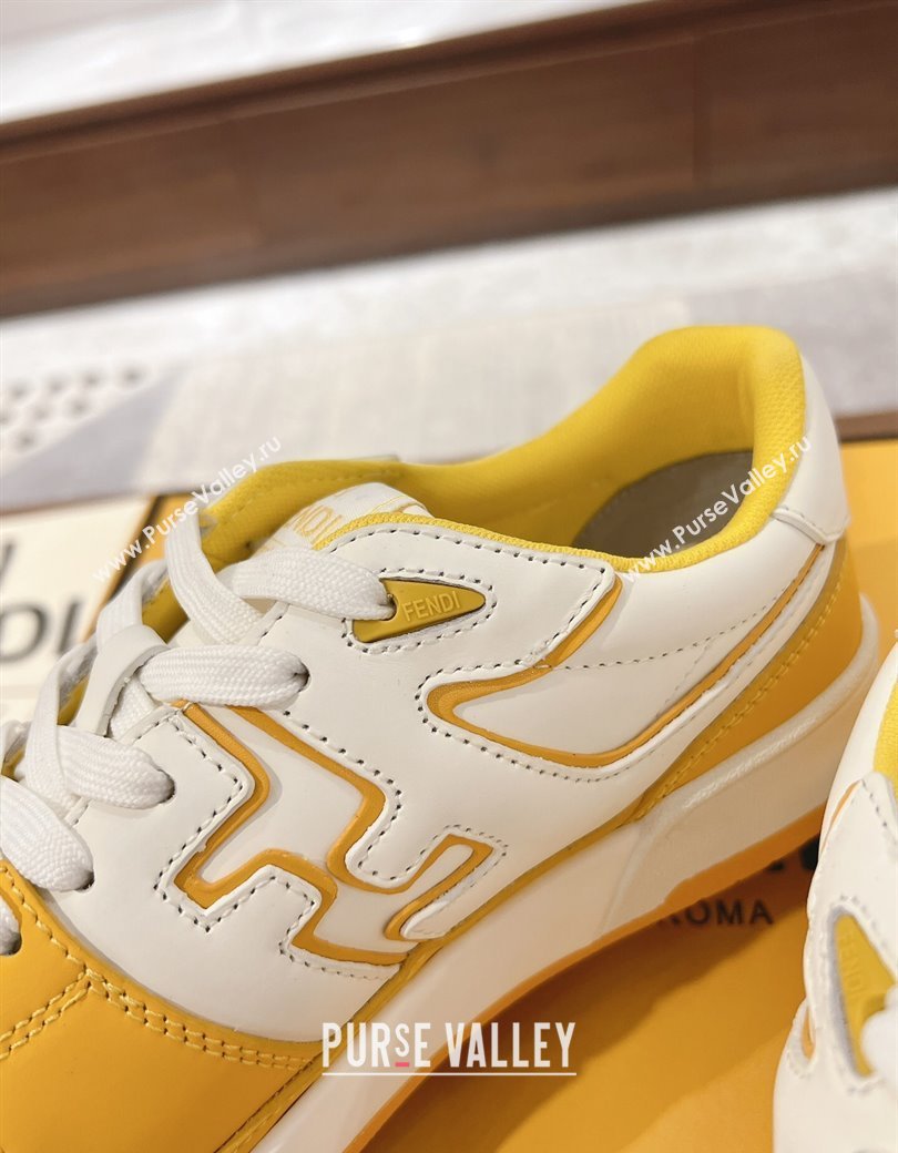 Fendi Match Low-top Sneakers in Calfskin Leather Yellow 2025 0220 (MD-250220101)