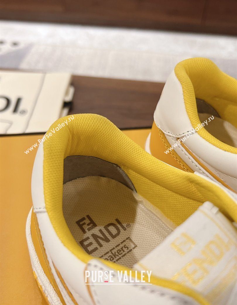 Fendi Match Low-top Sneakers in Calfskin Leather Yellow 2025 0220 (MD-250220101)