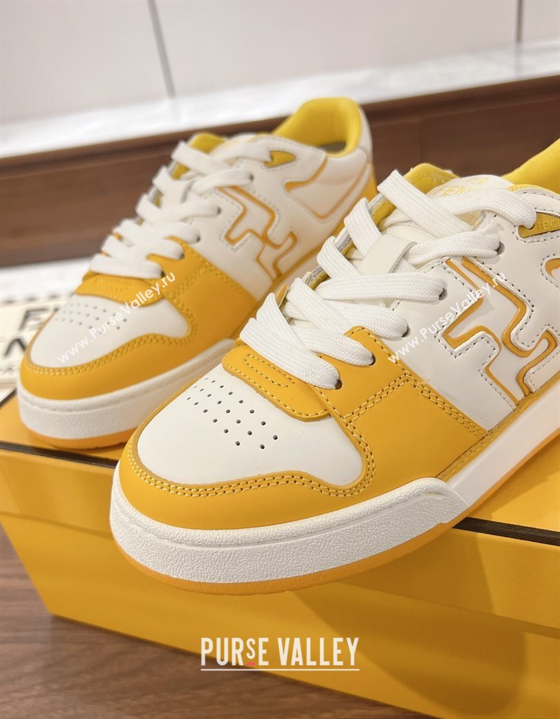 Fendi Match Low-top Sneakers in Calfskin Leather Yellow 2025 0220 (MD-250220101)