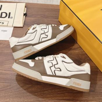Fendi Match Low-top Sneakers in Calfskin Leather Elephant Grey 2025 0220 (MD-250220102)