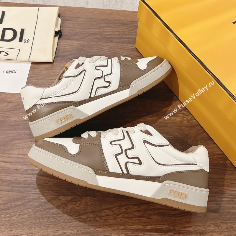 Fendi Match Low-top Sneakers in Calfskin Leather Elephant Grey 2025 0220 (MD-250220102)