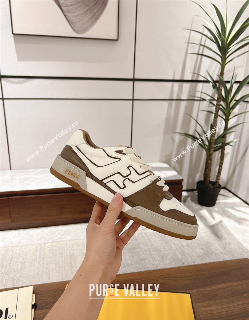 Fendi Match Low-top Sneakers in Calfskin Leather Elephant Grey 2025 0220 (MD-250220102)
