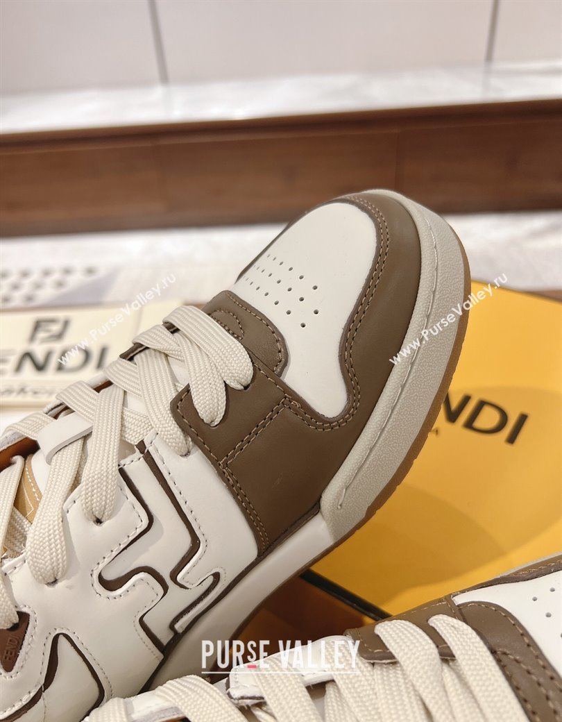 Fendi Match Low-top Sneakers in Calfskin Leather Elephant Grey 2025 0220 (MD-250220102)