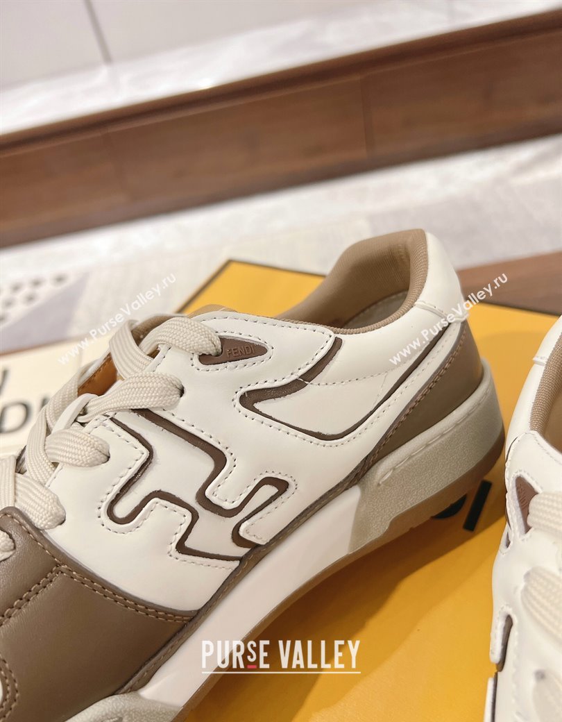 Fendi Match Low-top Sneakers in Calfskin Leather Elephant Grey 2025 0220 (MD-250220102)