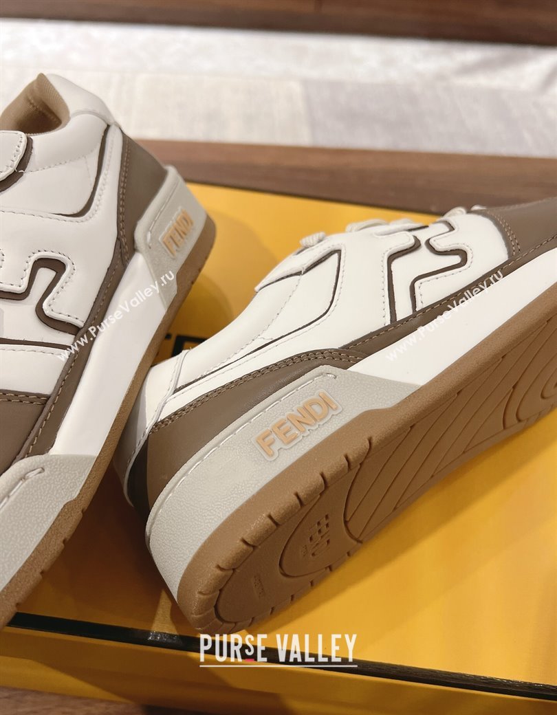 Fendi Match Low-top Sneakers in Calfskin Leather Elephant Grey 2025 0220 (MD-250220102)