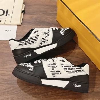 Fendi Match Low-top Sneakers in Printed Calfskin Black/White 2025 0220 (MD-250220103)