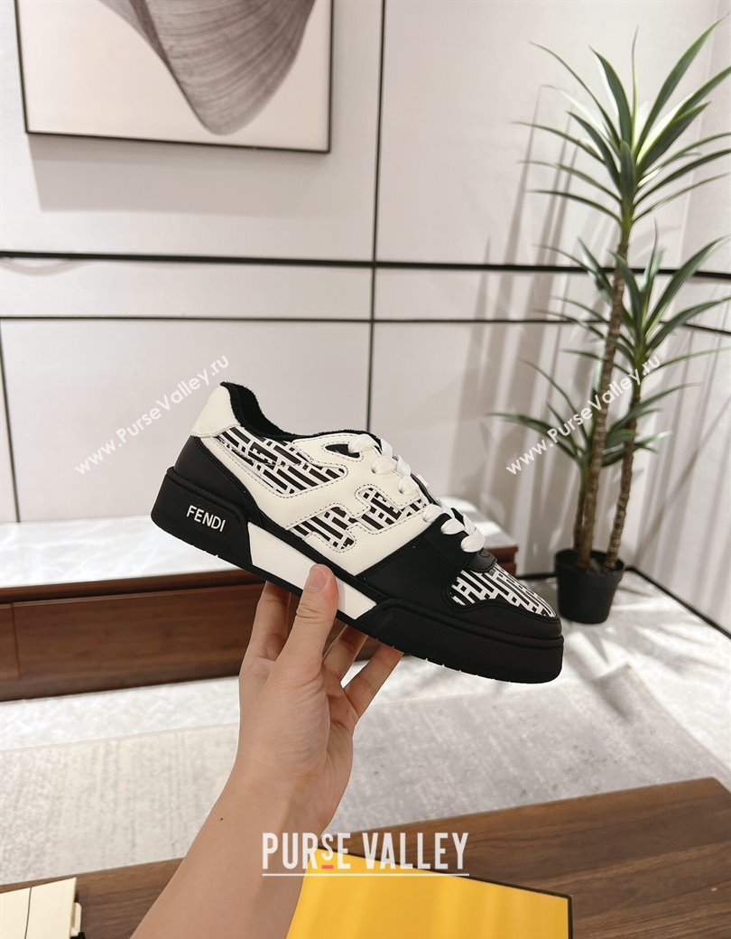 Fendi Match Low-top Sneakers in Printed Calfskin Black/White 2025 0220 (MD-250220103)